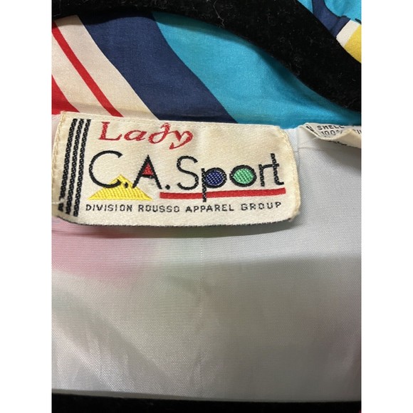 Lady C.A. Sport‎ Jacket Womens 2X Vintage Silk Bold Print Shoulder Pads Nautical - Picture 3 of 12